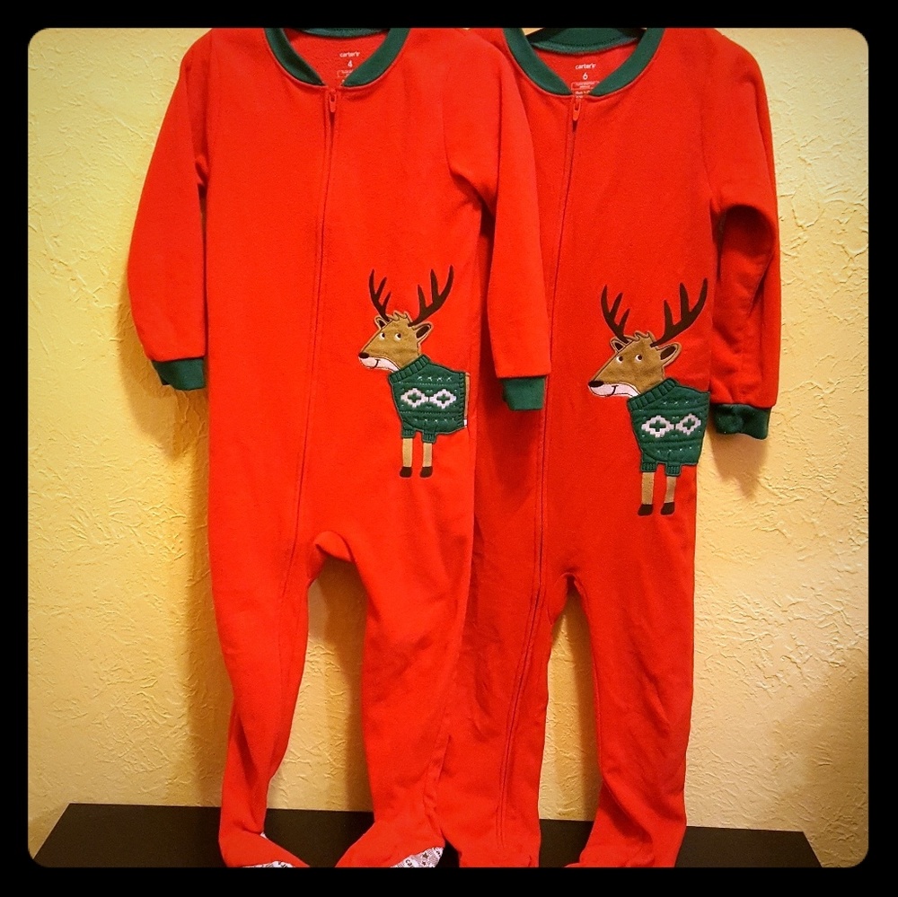 Two Carter's Christmas pj sleepers